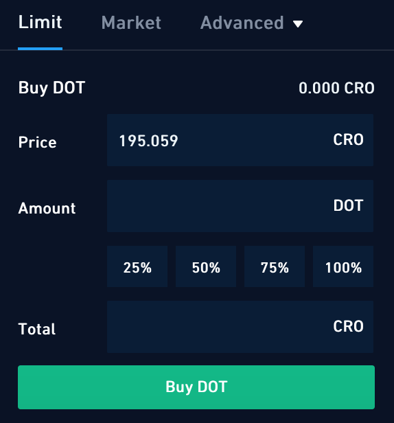 Crypto.com Exchange Trade DOT From CRO
