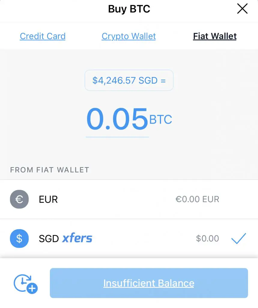 Crypto.com Select Fiat Wallet Buy BTC