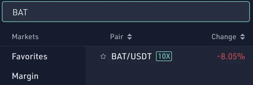 KuCoin BAT Trading Pairs
