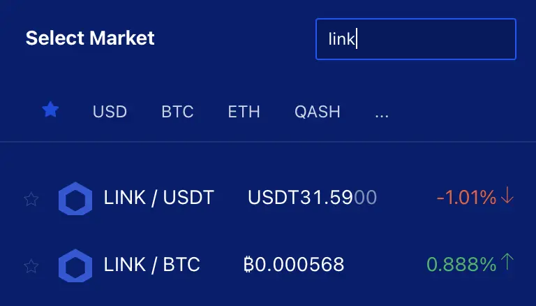 Liquid LINK BTC Trading Pair