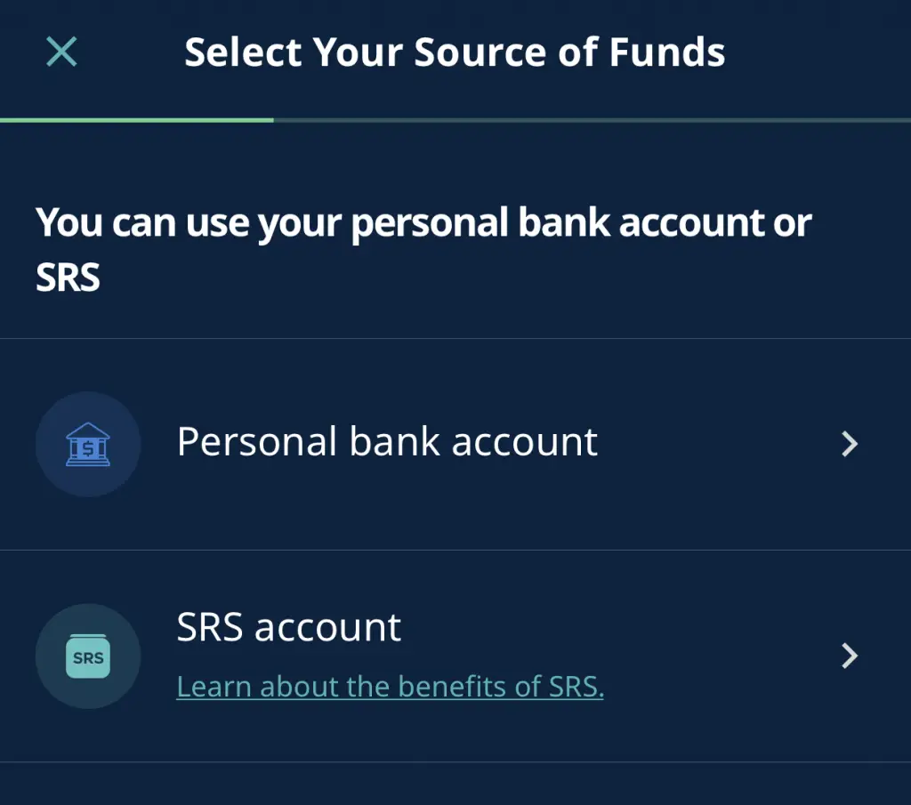 StashAway Create Portfolio Select Source of Funds
