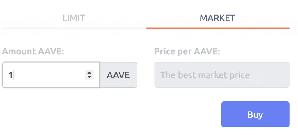 Tokenize Buy AAVE Market Order