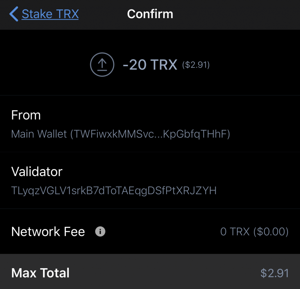 Trust Wallet Confirm Stake
