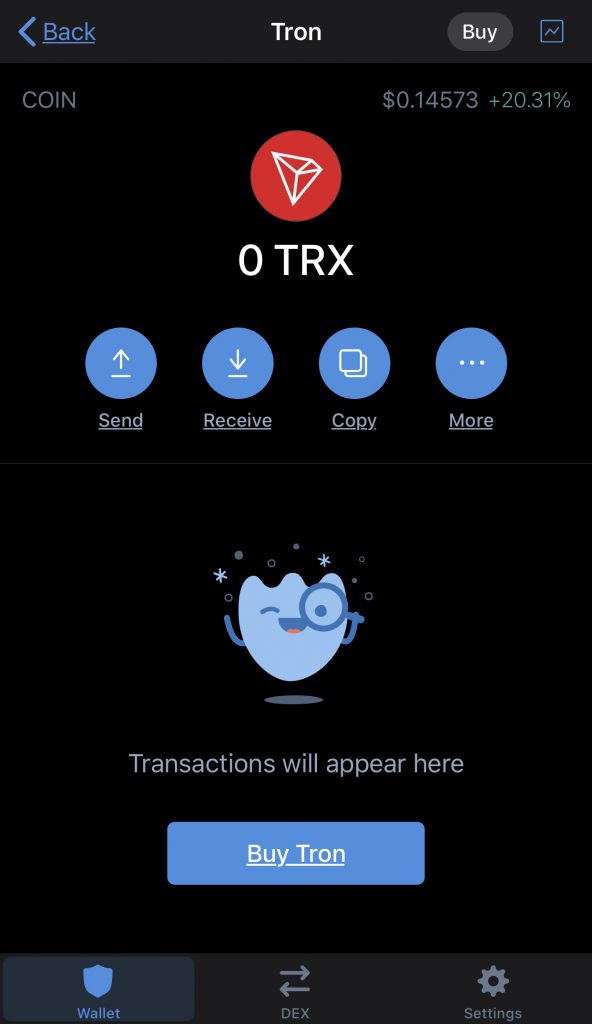 Trust Wallet TRX Page