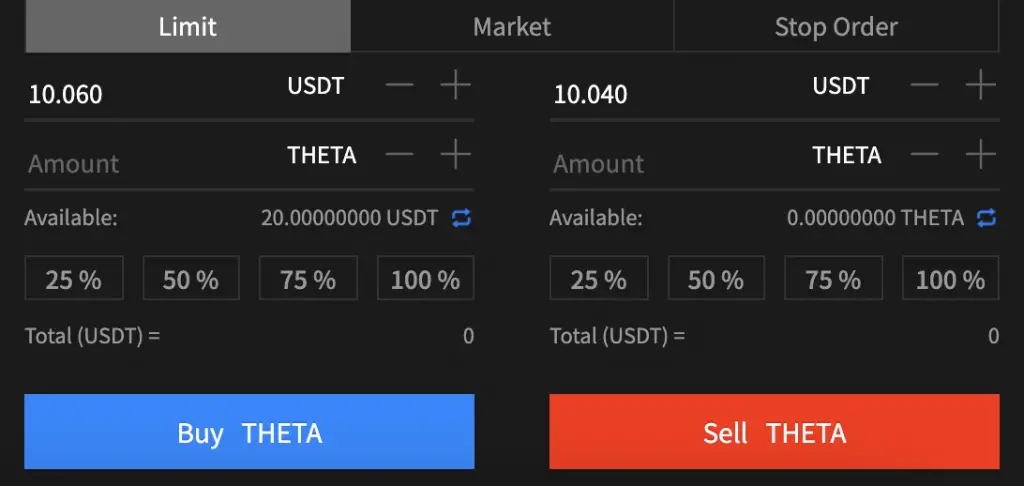 AAX Buy THETA From USDT