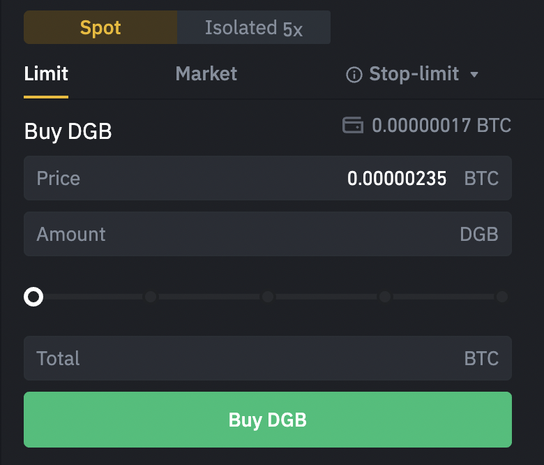 Binance Buy DGB From BTC