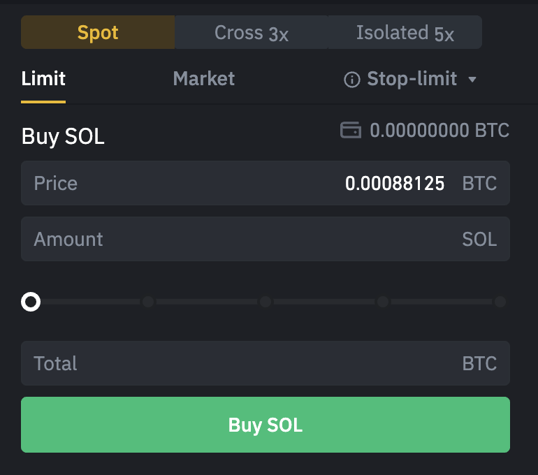 Binance Buy SOL From BTC