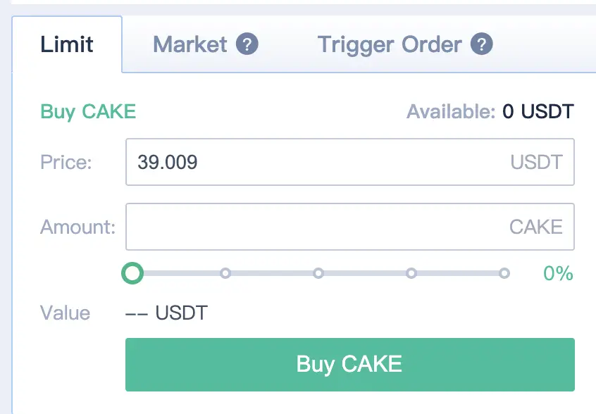 Bitrue Buy CAKE From USDT