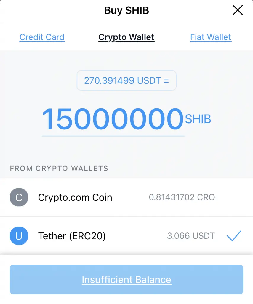Crypto.com App Buy SHIB