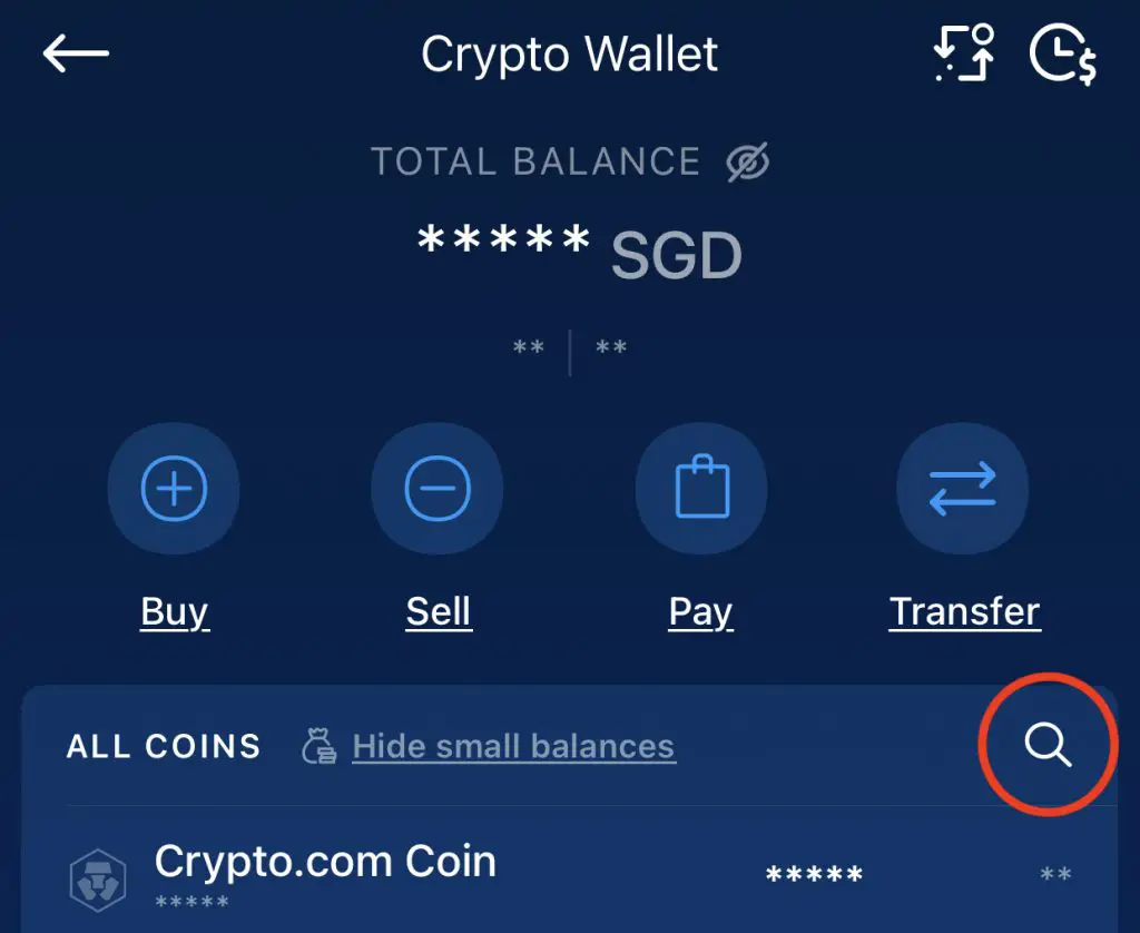 Crypto.com App Use Search Function