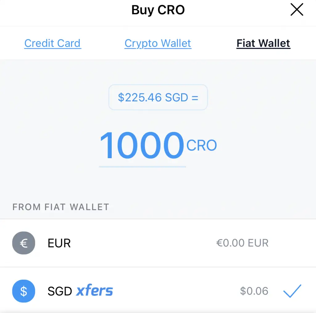 Crypto.com Buy CRO Fiat Wallet