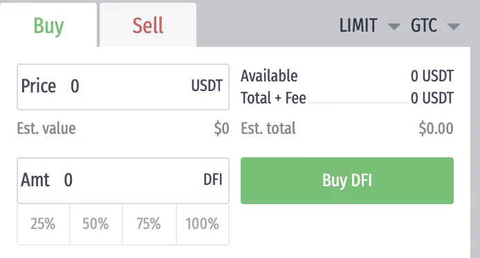 LATOKEN Buy DFI From USDT