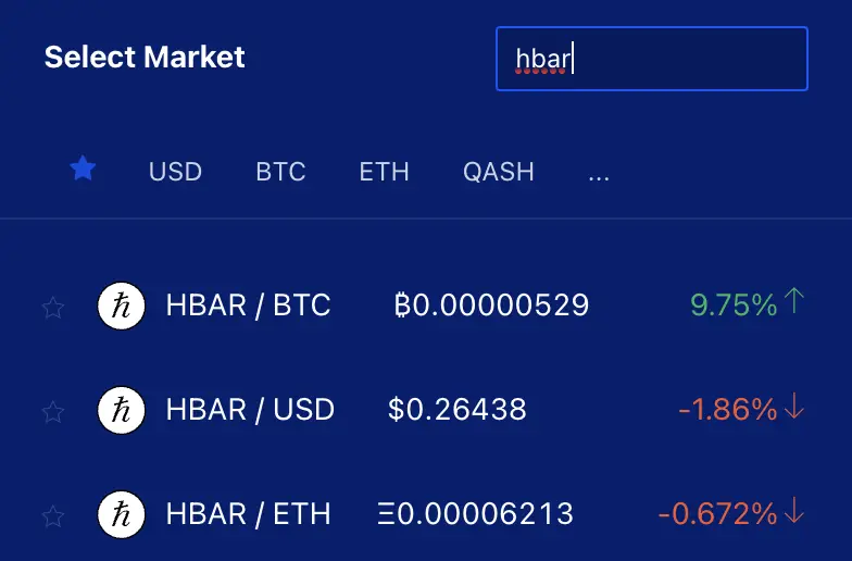 Liquid HBAR Trading Pairs