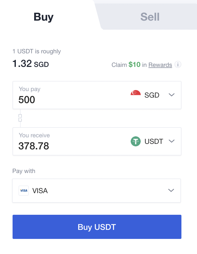 OKEx Buy USDT With Credit Card