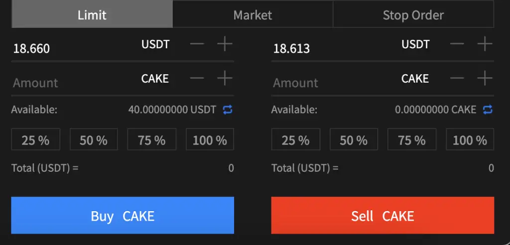 AAX Buy CAKE From USDT