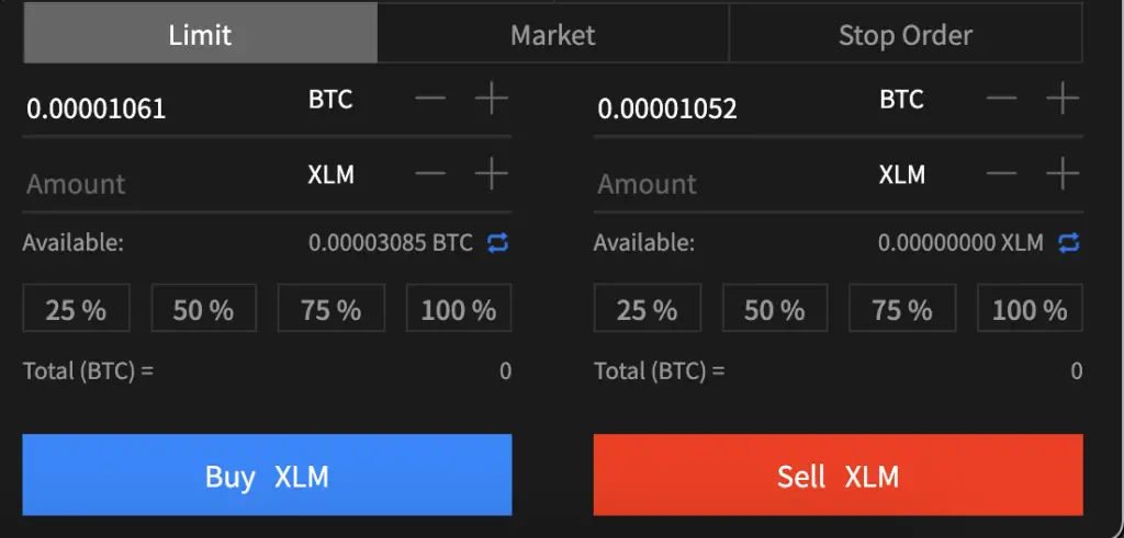 AAX Buy XLM From BTC
