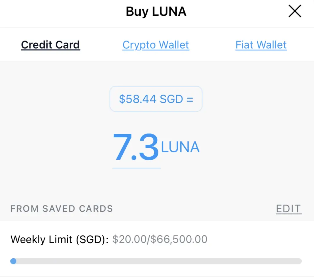 Crypto.com App Buy LUNA Credit Card