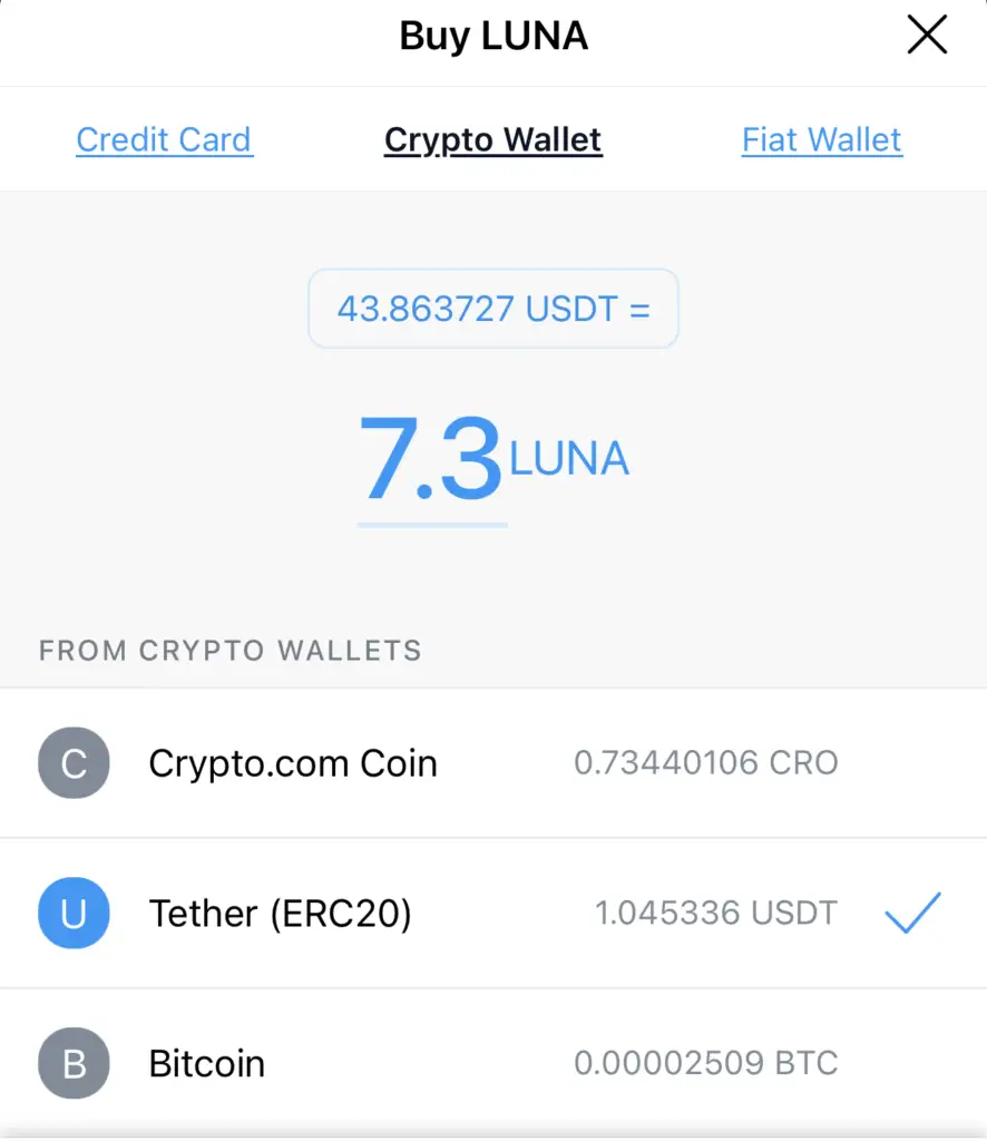 Crypto.com App Buy LUNA Crypto Wallet
