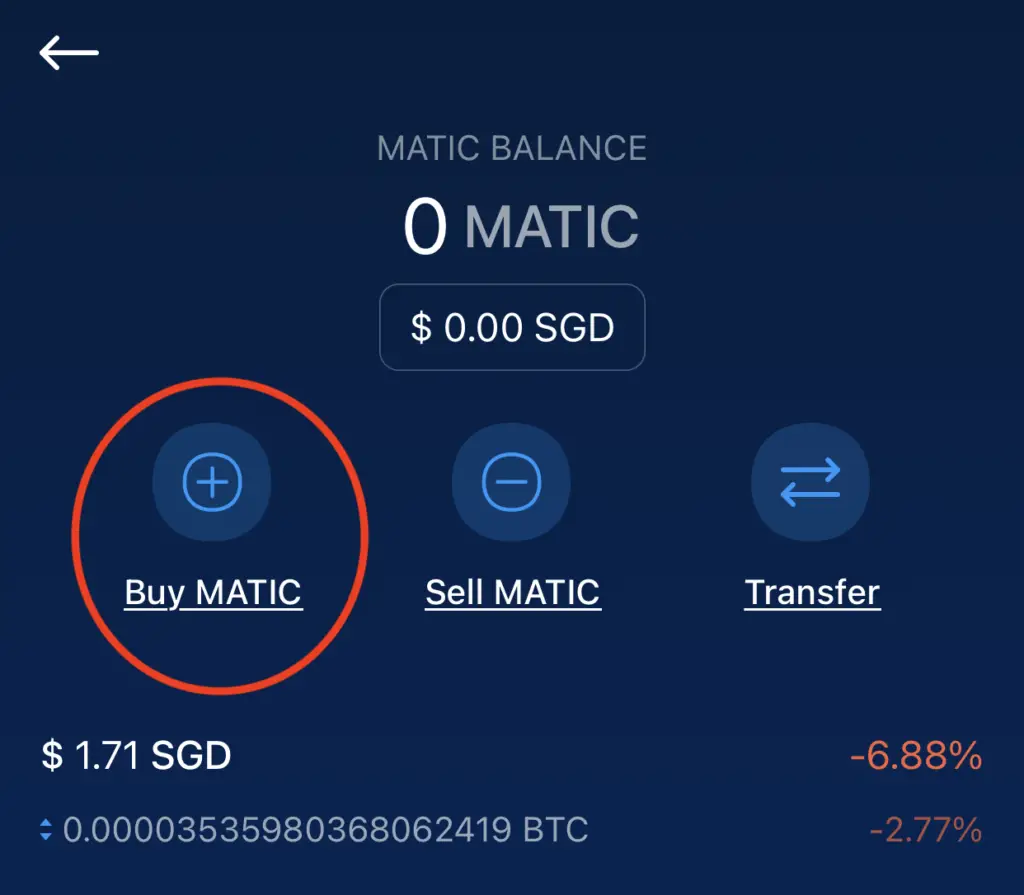 Crypto.com App Buy Matic Page