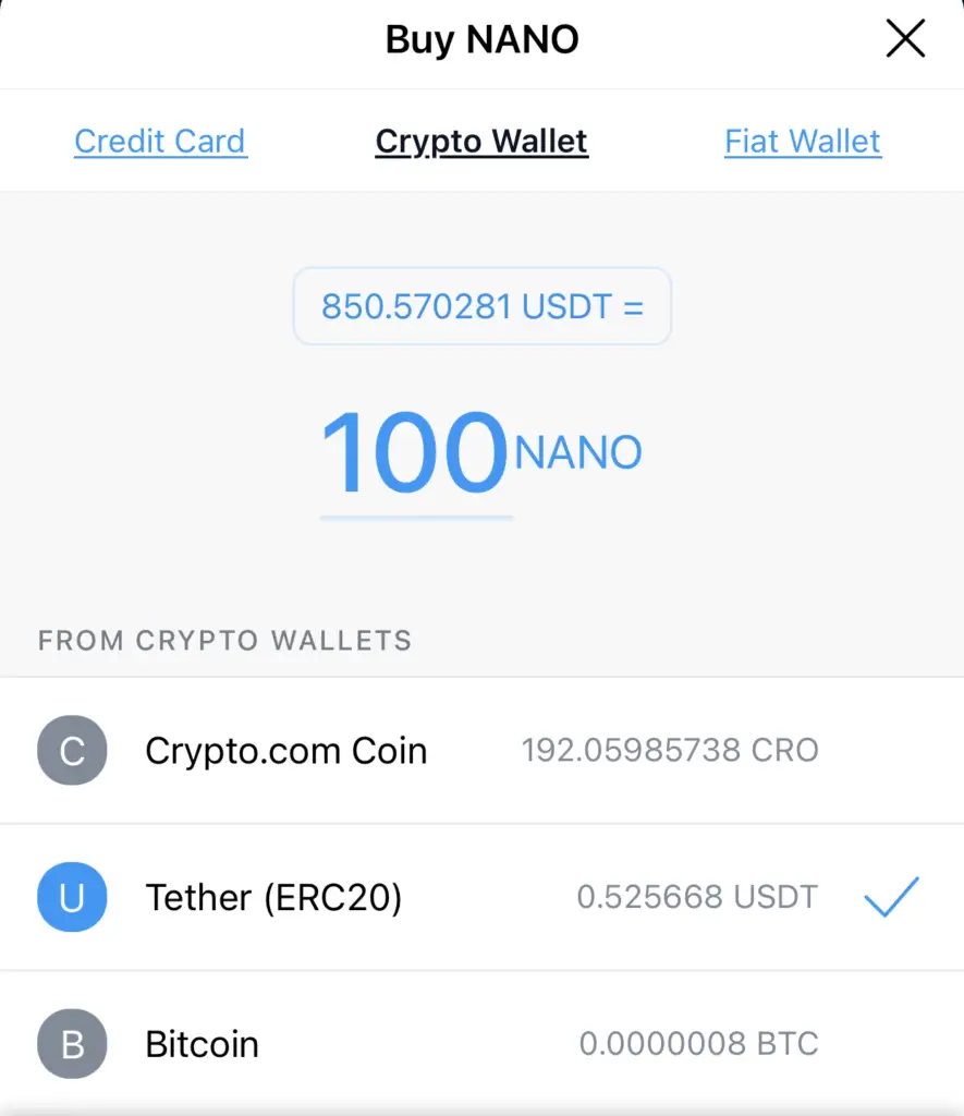 Crypto.com App Buy NANO Crypto Wallet