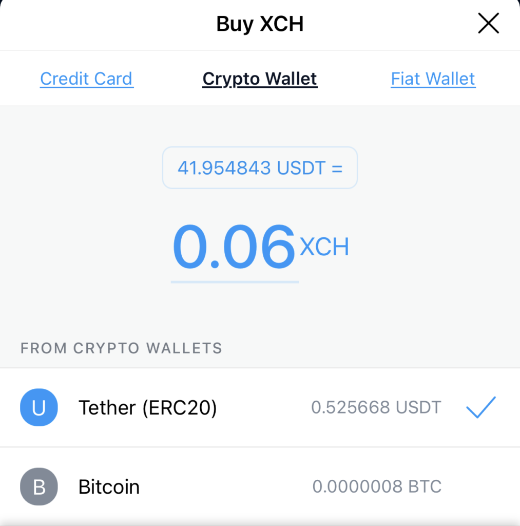 Crypto.com App Buy XCH Crypto Wallet