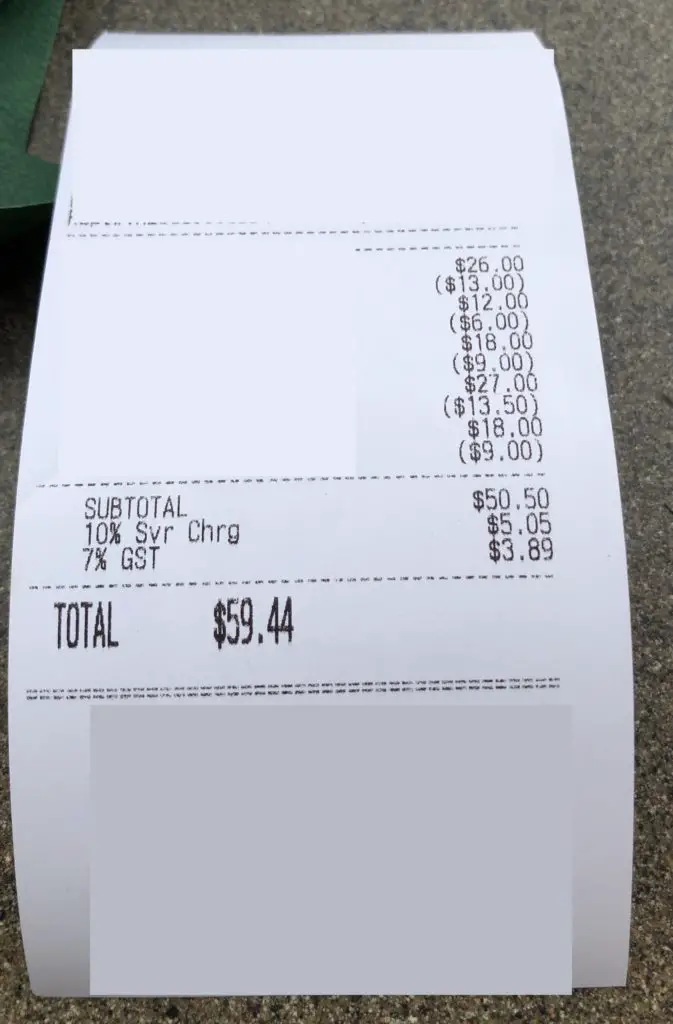 GST and Service Charge On Restaurant Bill