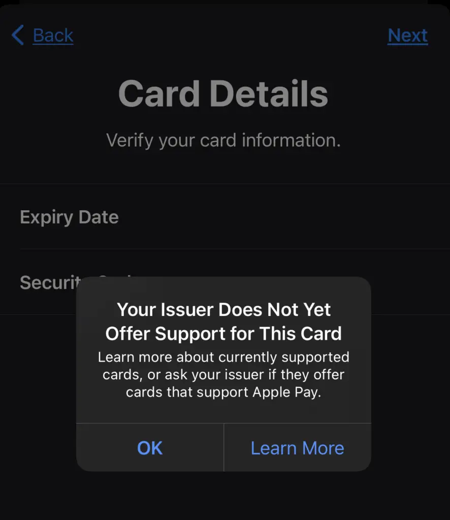 YouTrip Unable To Add To Apple Pay