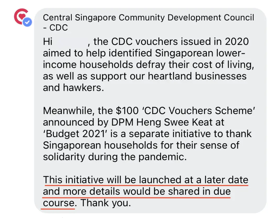 CDC Voucher Scheme FB Clarification