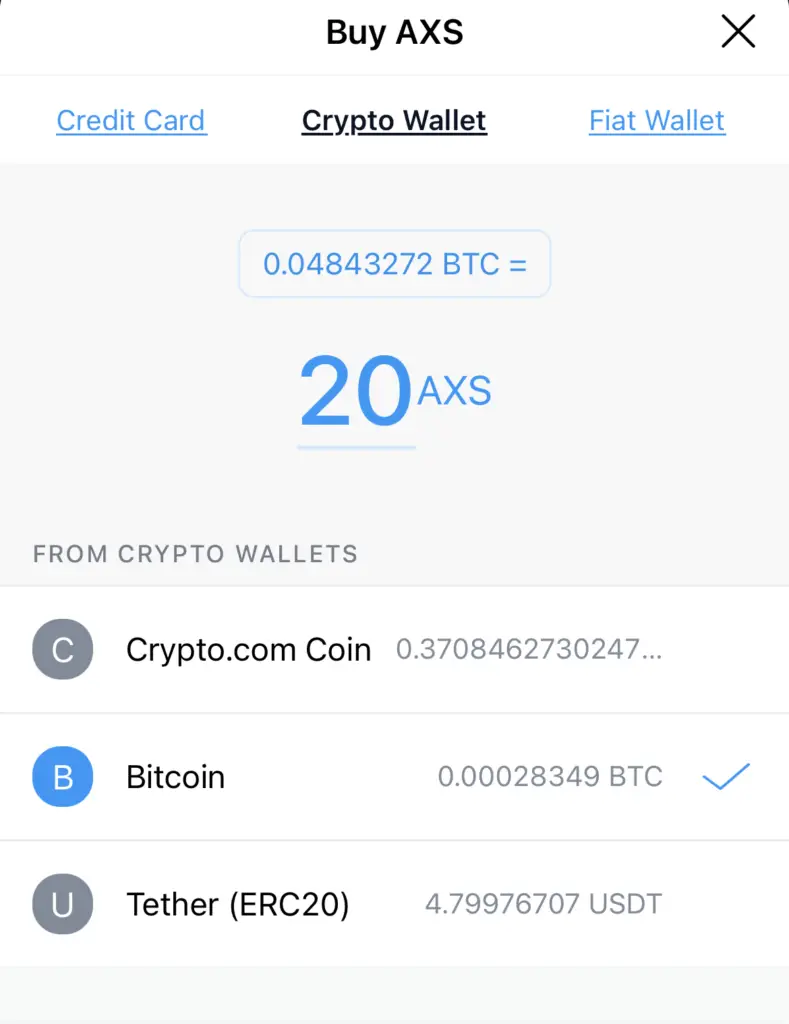 Crypto.com AXS Crypto Wallet