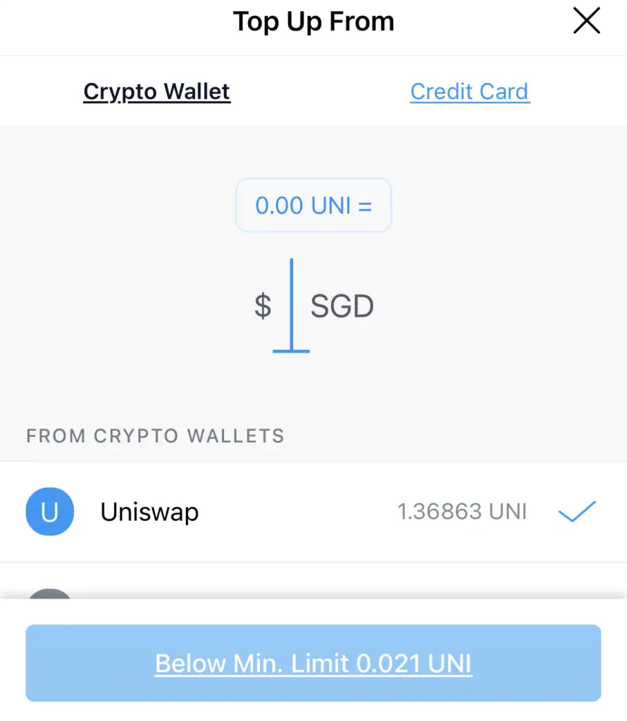 Crypto.com Card Top Up Minimum