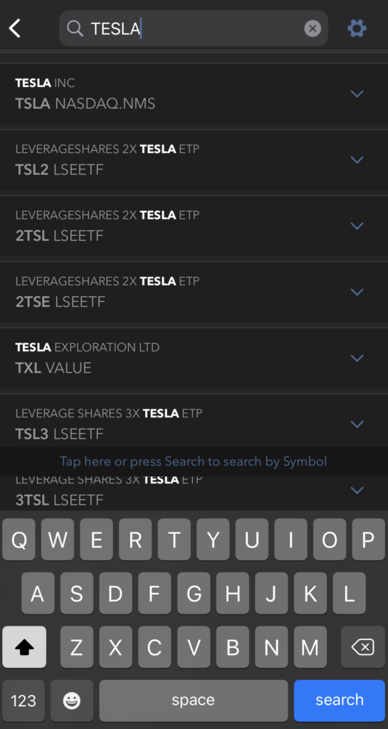IBKR Tesla Search