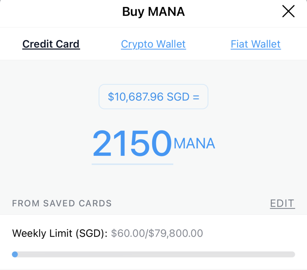MANA Crypto.com Credit Card