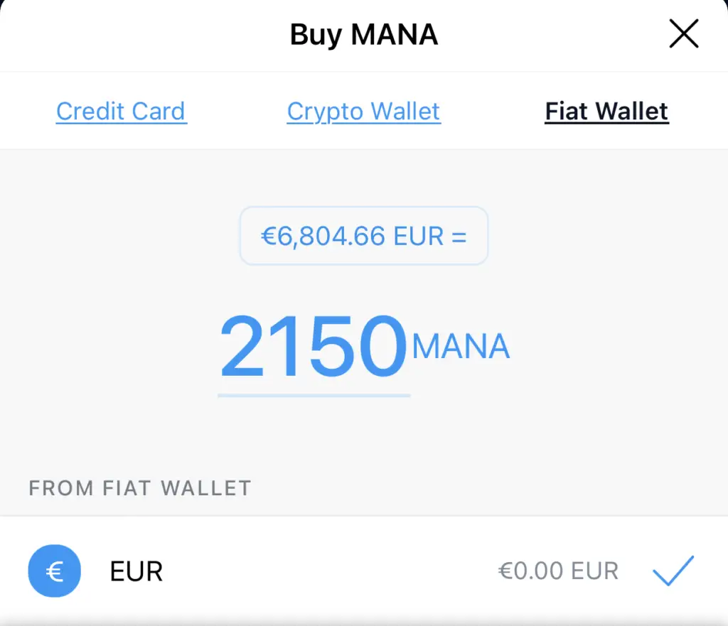 MANA Crypto.com Fiat Wallet