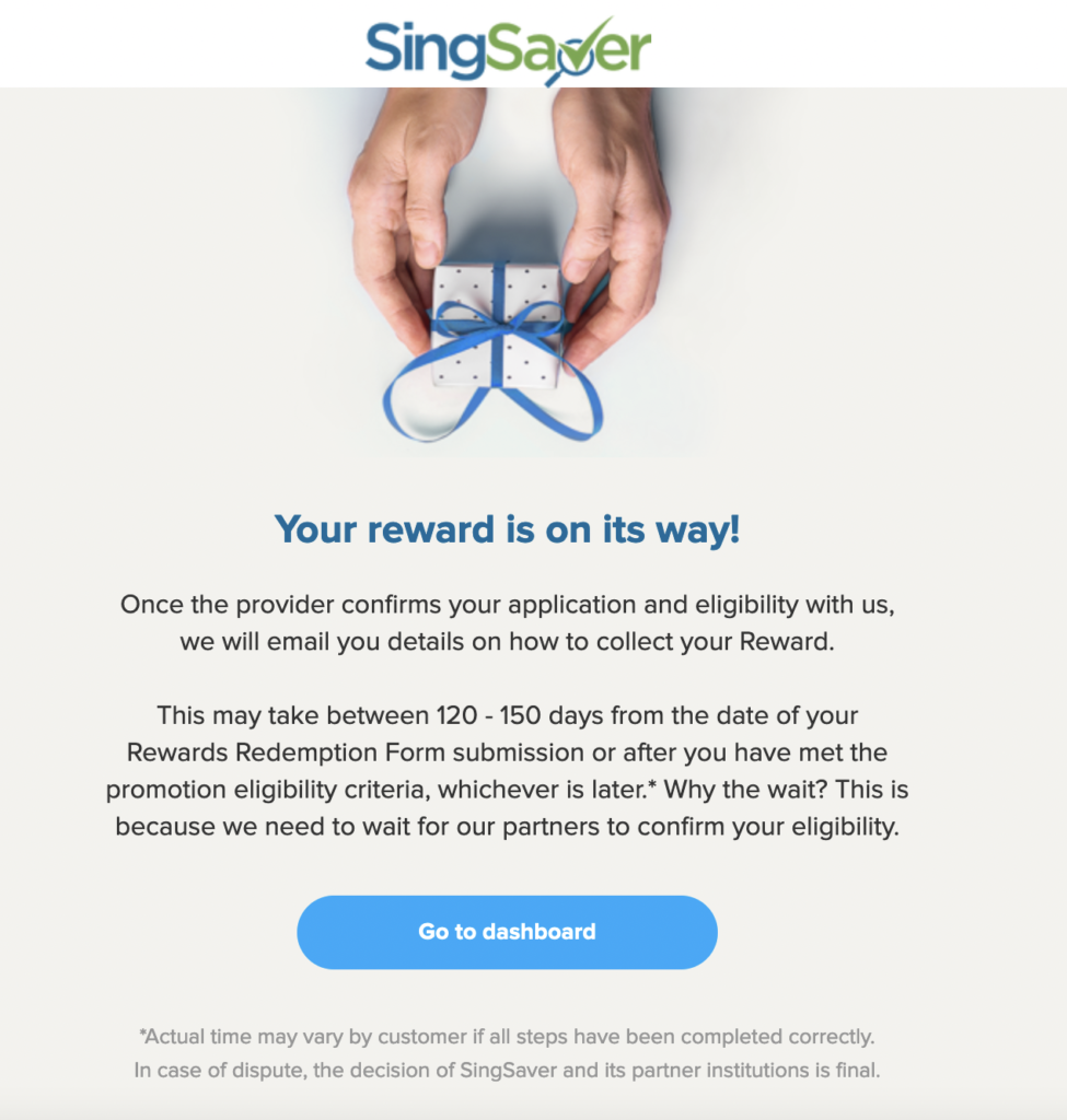 SingSaver Fill Up Form For Reward