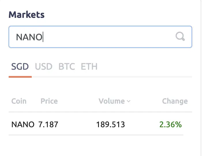 Tokenize NANO Trading Pair