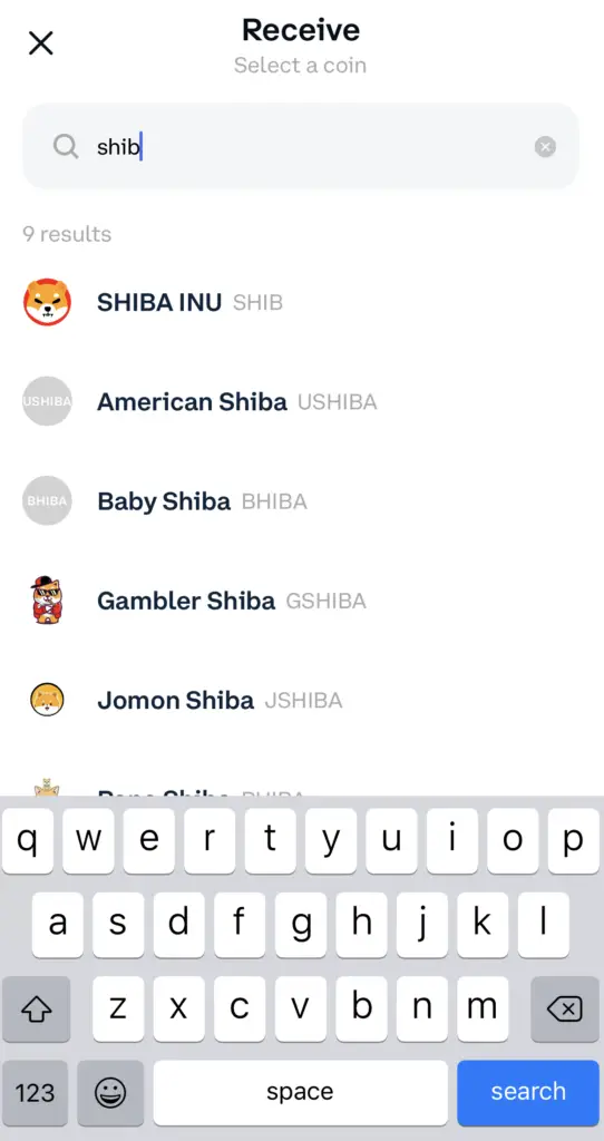 Coinbase Search For SHIB