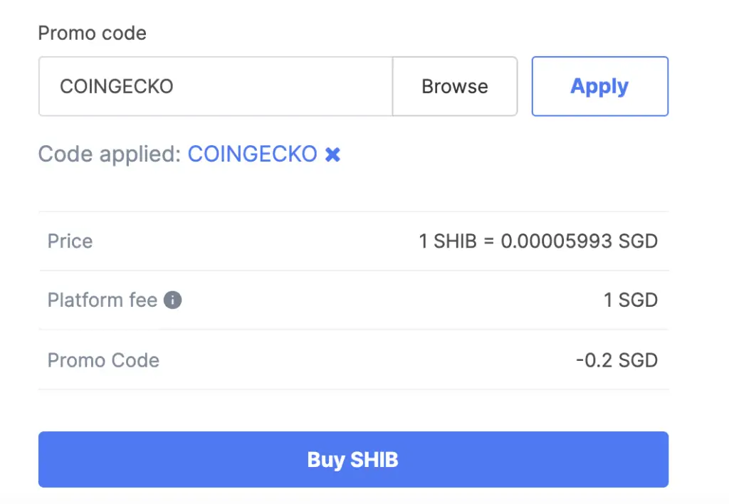 Coinhako Buy SHIB Fee COINGECKO Promo