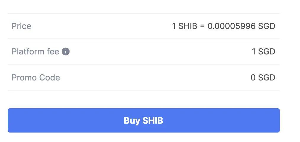 Coinhako Buy SHIB Fee
