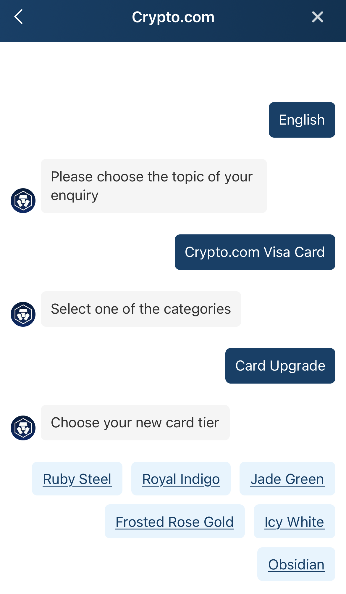 how do i upgrade my crypto.com visa card