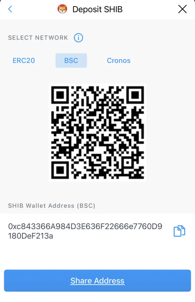 Crypto.com Deposit SHIB BSC