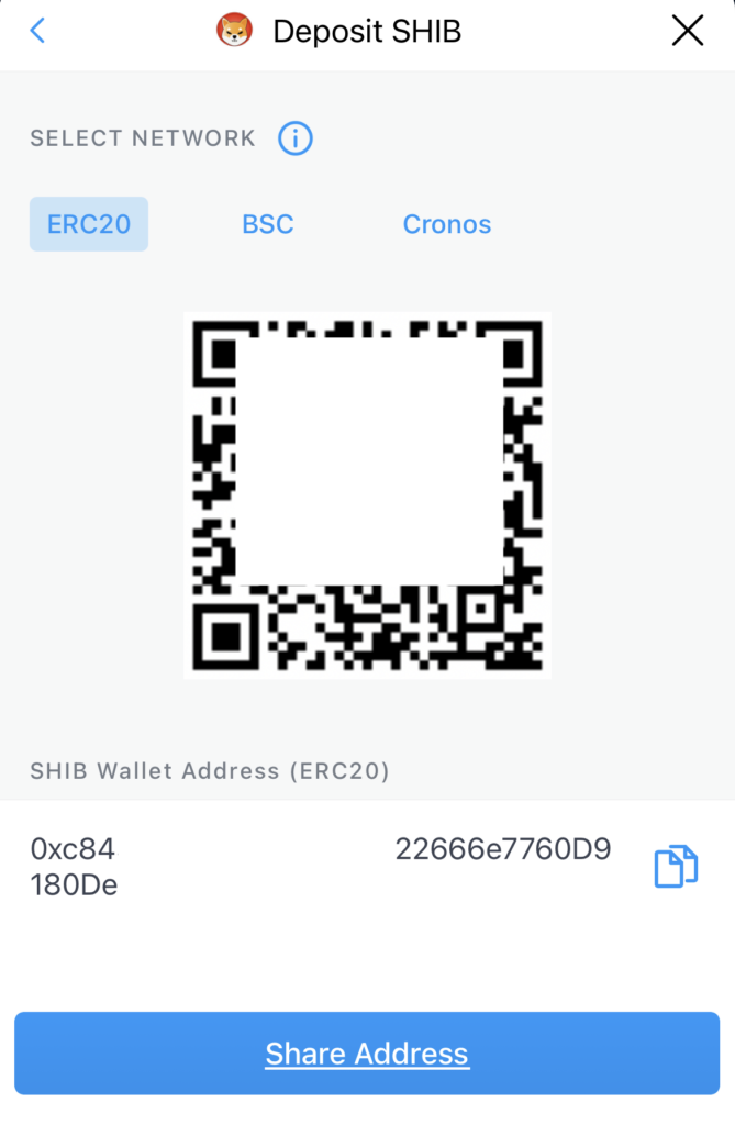Crypto.com Deposit SHIB ERC20