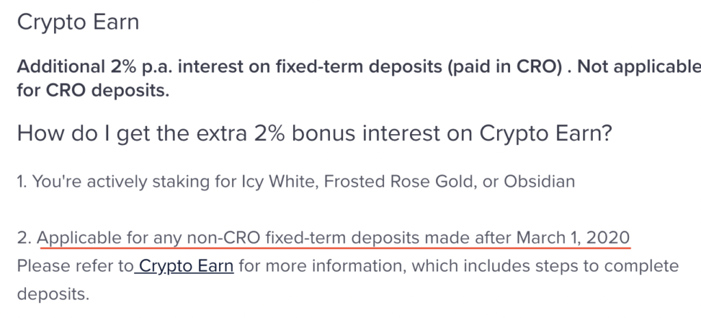 Crypto.com Earn CRO Non Deposits