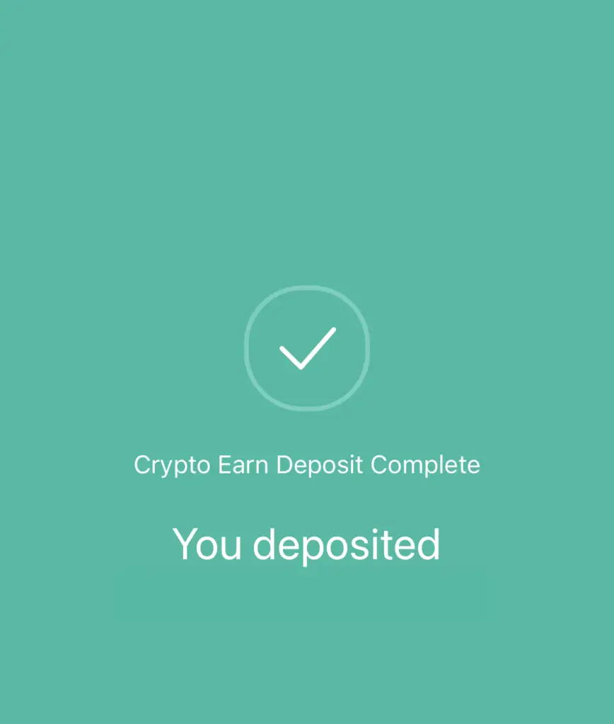 Crypto.com Earn Deposit Completed