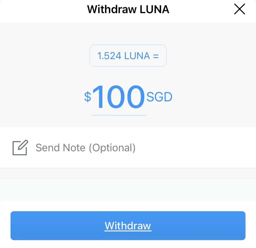 Crypto.com Select LUNA To Withdraw