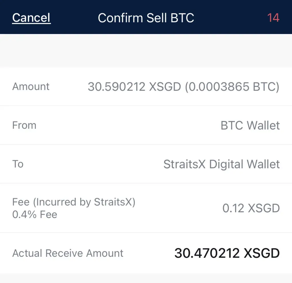 Crypto.com Sell BTC To StraitsX Fee