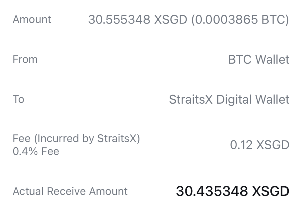 Crypto.com Sell BTC to SGD
