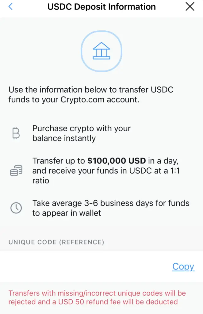 Crypto.com USDC Code