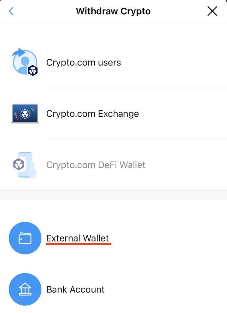 Crypto.com Withdraw External Wallet
