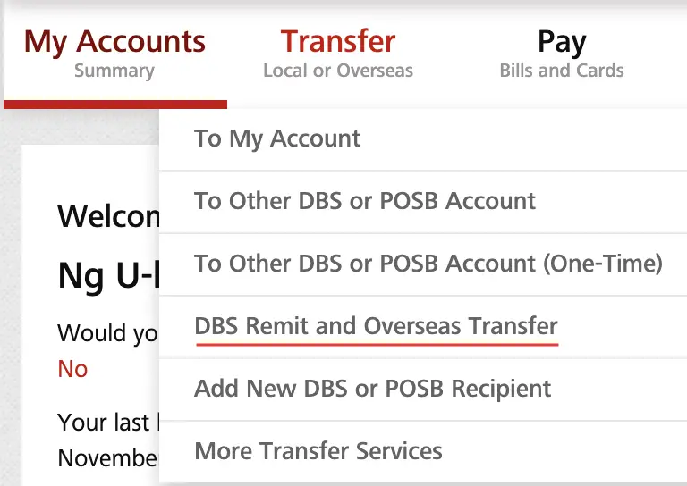 DBS Remit and Overseas Transfer