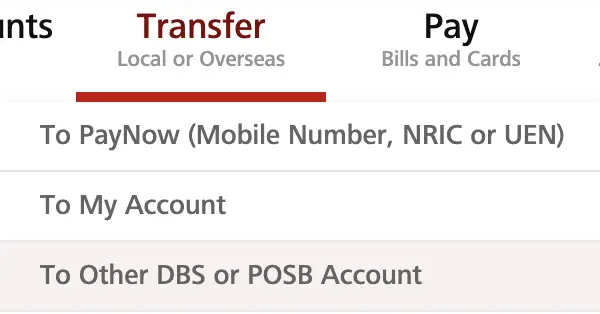DBS Transfer To Other DBS Account